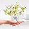 Artificial Flowers, Faux Flowers in Vase Small White Daisy Decor Mini Silky Artificial Daisies Fake Plant Flower Decor for Home Decor Indoor Centerpiece Table Decorations